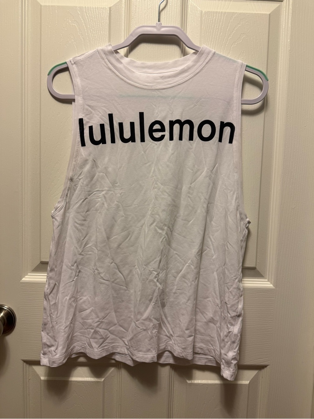 lululemon athletica White Muscle Tee with Black Logo